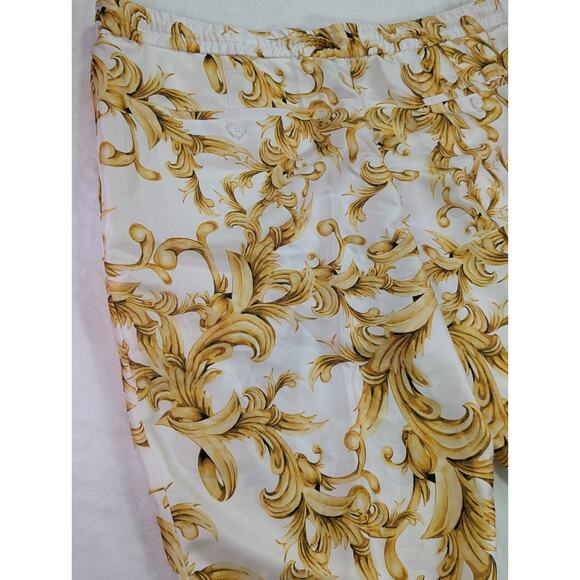 Gold 44W Baroque Style Print Elastic,Button, & Zip Shorts by Cigar Couture - Picture 9 of 11